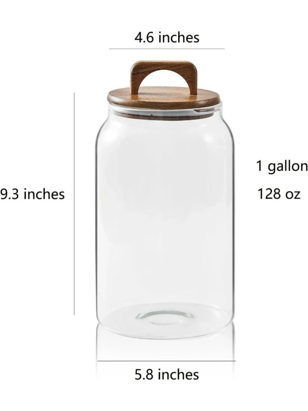 Large Glass Candy Jars with Wooden Lids - 1 Gallon Airtight Storage Canisters, 2